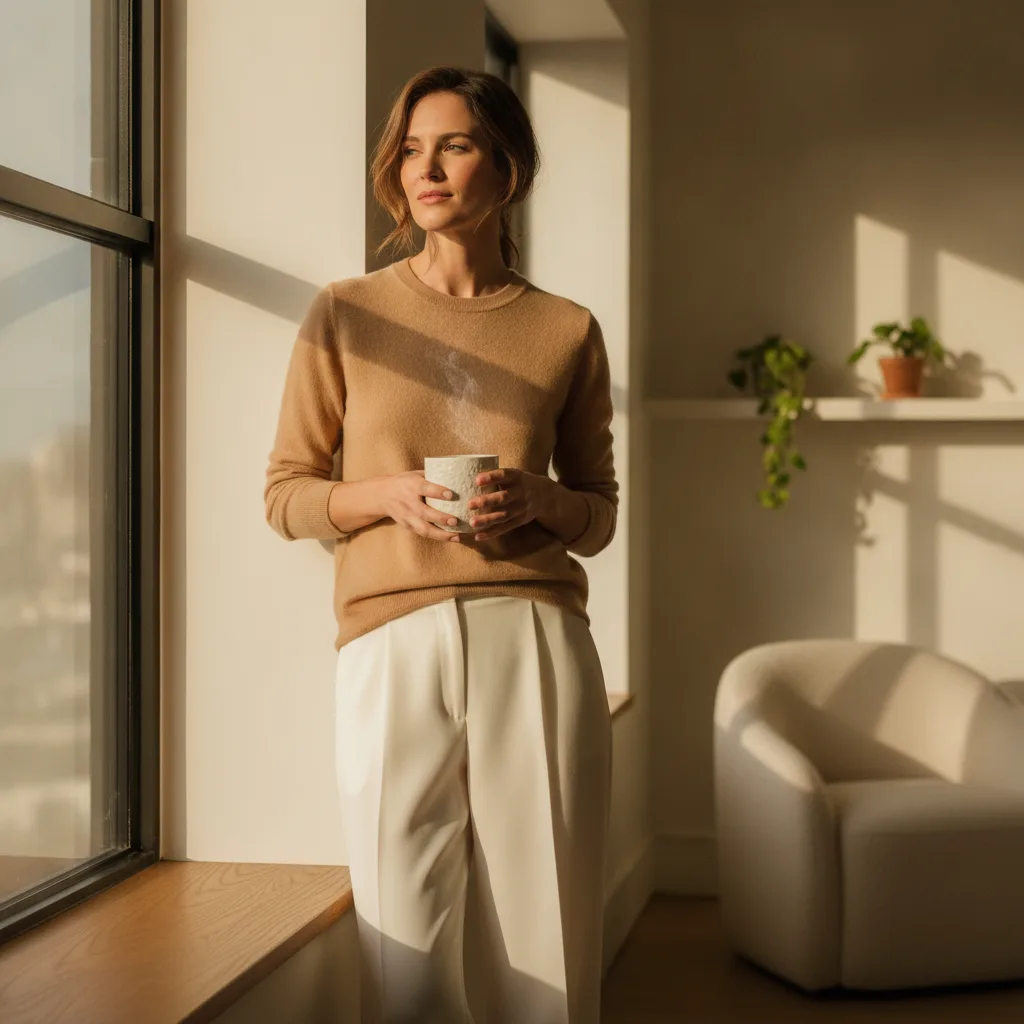 Morning coffee chic minimal look