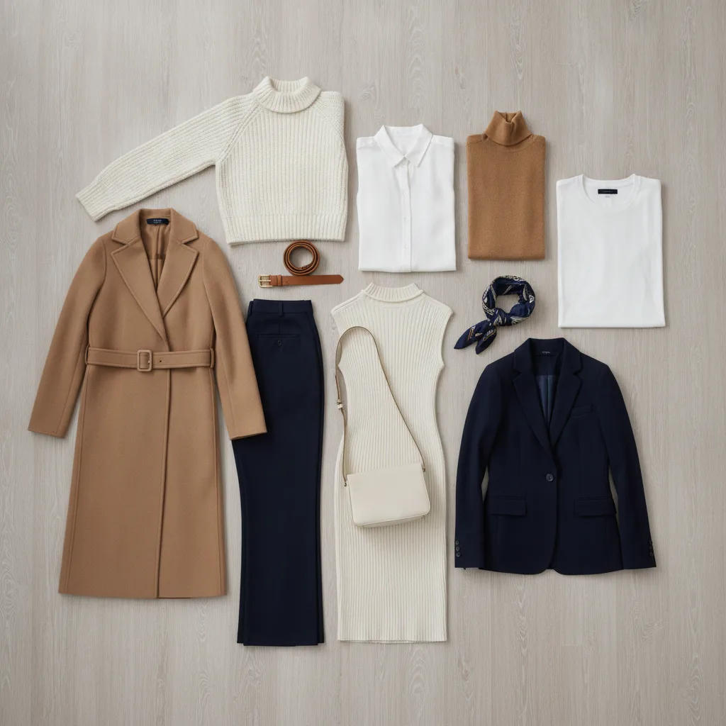 Styled outfit lay-flat, capsule wardrobe